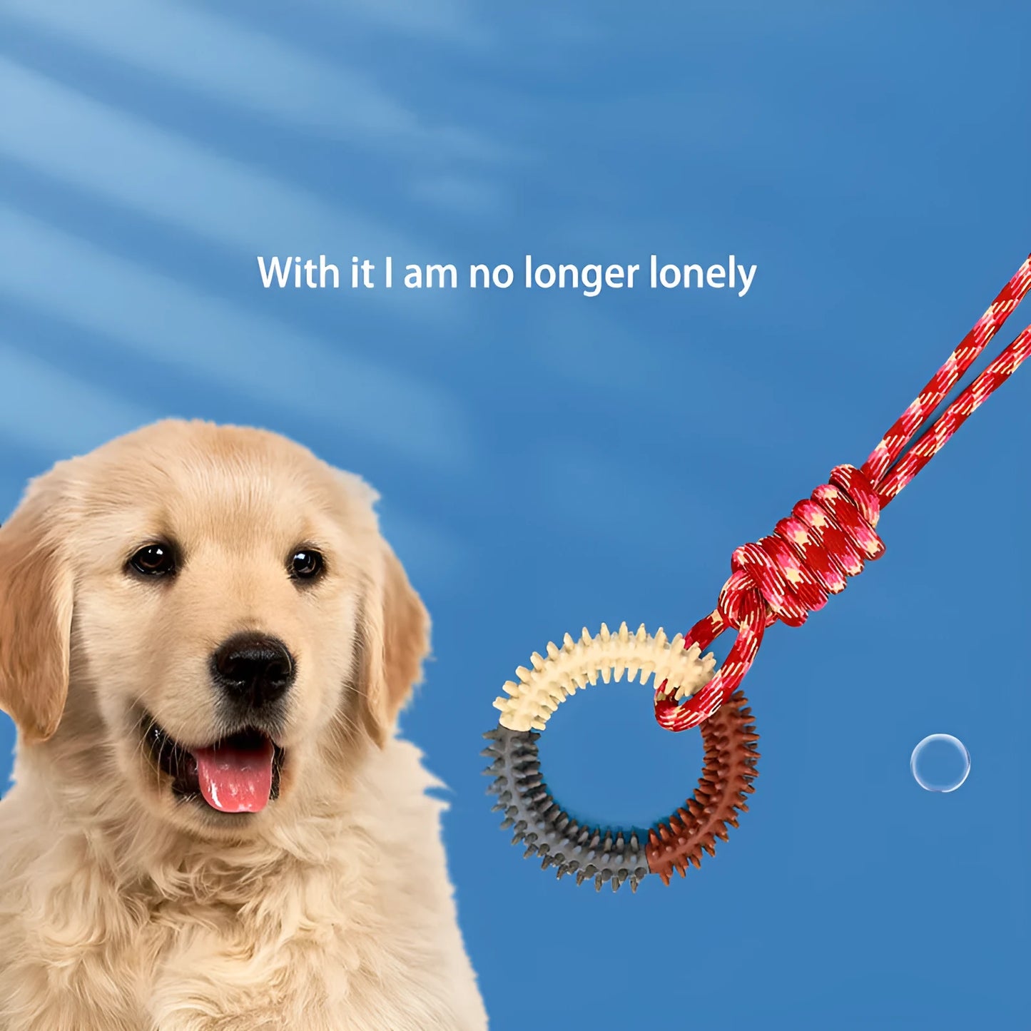 43cm blue braided rope dog toy with knot design for puppy chewing and dental health