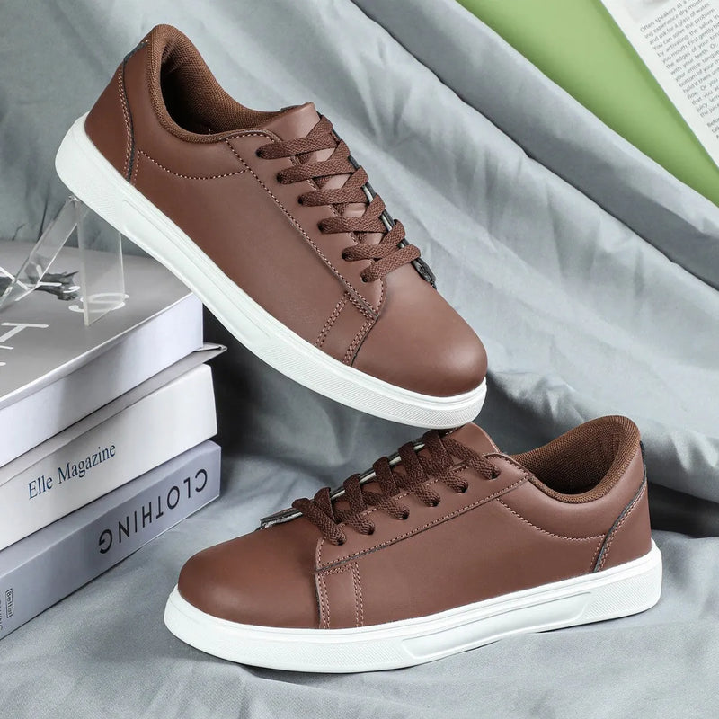 Platform Skateboard Casual Flat Sneaker for Women with Mesh Lining and Rubber MD TPU Sole Available in Beige Brown, Black, White, Brown, or Dark Blue Brown Sizes 35-45