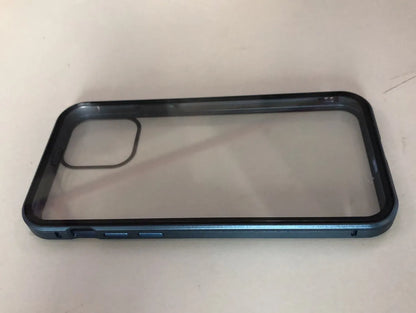 Clamshell anti-spy phone case in solid colours for iPhone models with machined glass geometry style