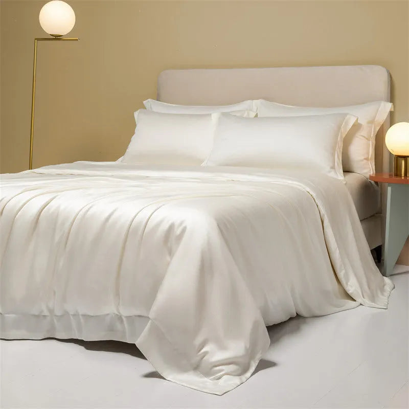 Luxury Lenzing Tencel quilt sheets set in Aurora Blue with 200 thread count twill weave and UK sizing