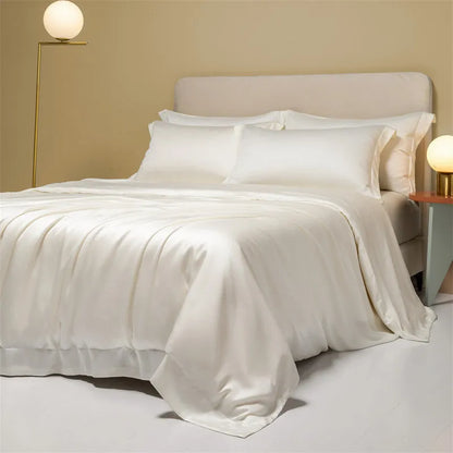 Luxury Lenzing Tencel quilt sheets set in Aurora Blue with 200 thread count twill weave and UK sizing