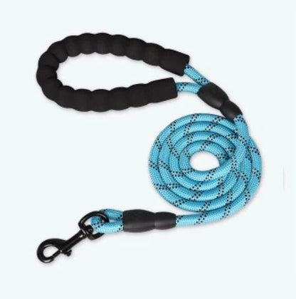 Reflective nylon dog leash in multiple colors for nighttime safety