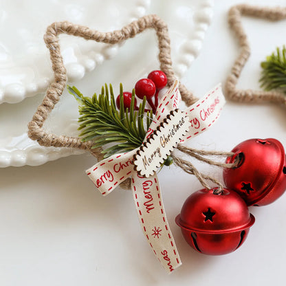 Metal Christmas bell ornament in gold, green, red or silver, single iron hanging decoration