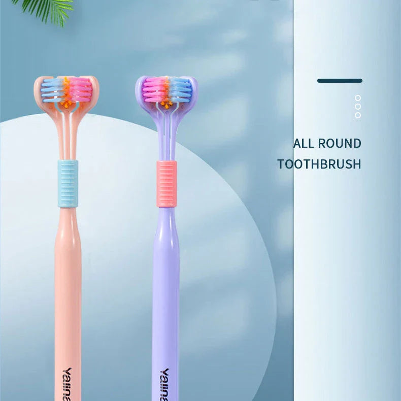 Soft Bristle Tri-Angle Toothbrush with customizable features for deep cleaning and travel convenience