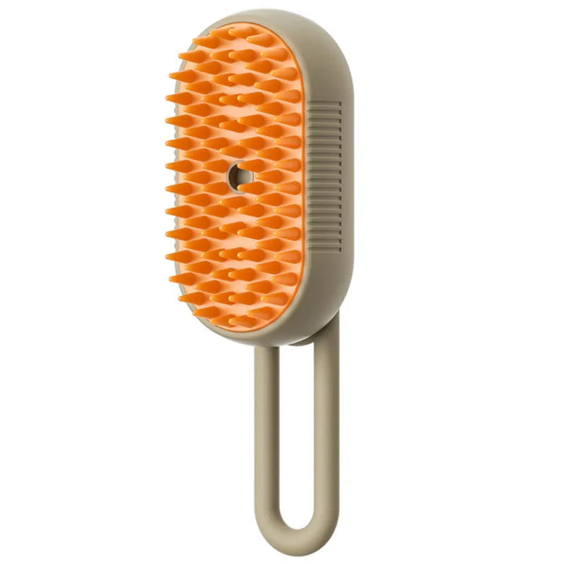 Dog grooming spray bottle and massaging comb kit on a white background.