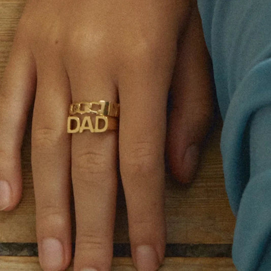 Letter Seal Titanium Steel Plating 18K Gold Ring for Women - Durable and Elegant