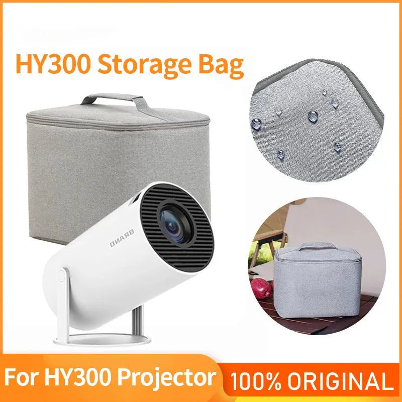 HY300 Projector Storage Bag Portable Protective Carry Case in Grey Oxford Cloth with Curved Shoulder Strap 230x135x195mm for Home Storage and Travel