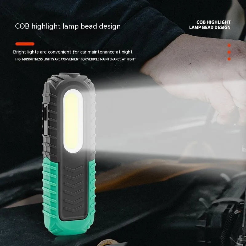 PET-coated black and green auto repair work light with USB charging cable for vehicle inspection