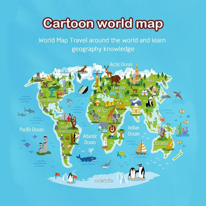 Interactive touchscreen kids' smart camera phone with MP3 player in a blue silicone case, featuring dual cameras, educational apps, and creative tools