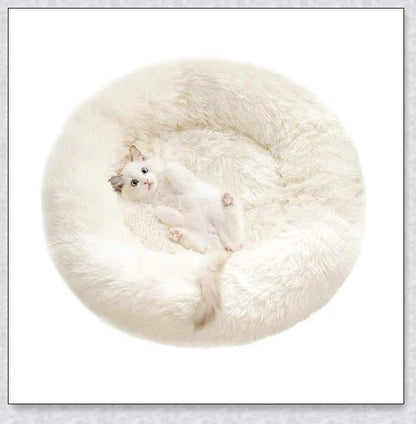 Round & Raised Cat Marshmallow Bed with Raised Rim Design for Relaxation and Comfort