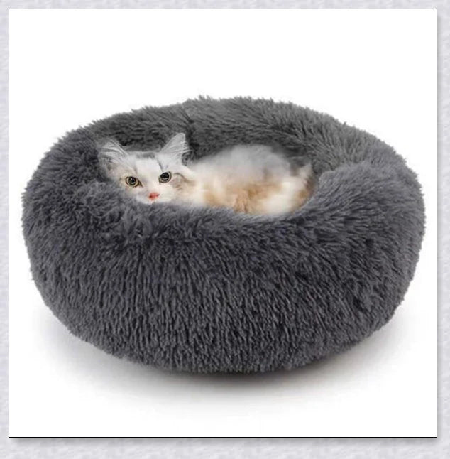 Round & Raised Cat Marshmallow Bed with Raised Rim Design for Relaxation and Comfort