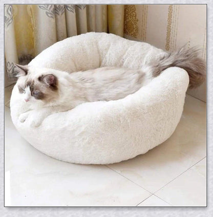 Round & Raised Cat Marshmallow Bed with Raised Rim Design for Relaxation and Comfort