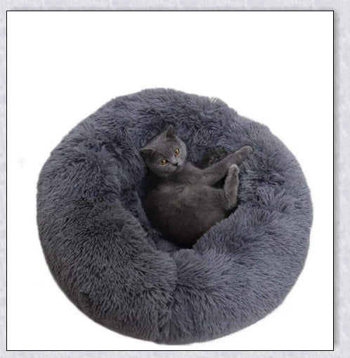 Round & Raised Cat Marshmallow Bed with Raised Rim Design for Relaxation and Comfort