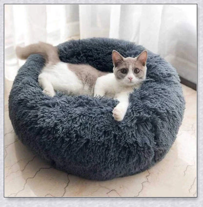 Round & Raised Cat Marshmallow Bed with Raised Rim Design for Relaxation and Comfort
