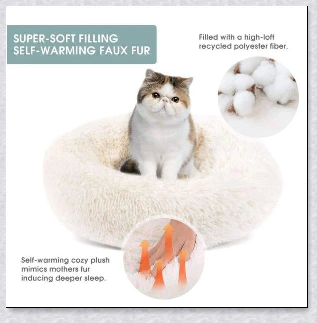 Round & Raised Cat Marshmallow Bed with Raised Rim Design for Relaxation and Comfort