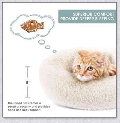 Round & Raised Cat Marshmallow Bed with Raised Rim Design for Relaxation and Comfort