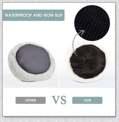 Round & Raised Cat Marshmallow Bed with Raised Rim Design for Relaxation and Comfort