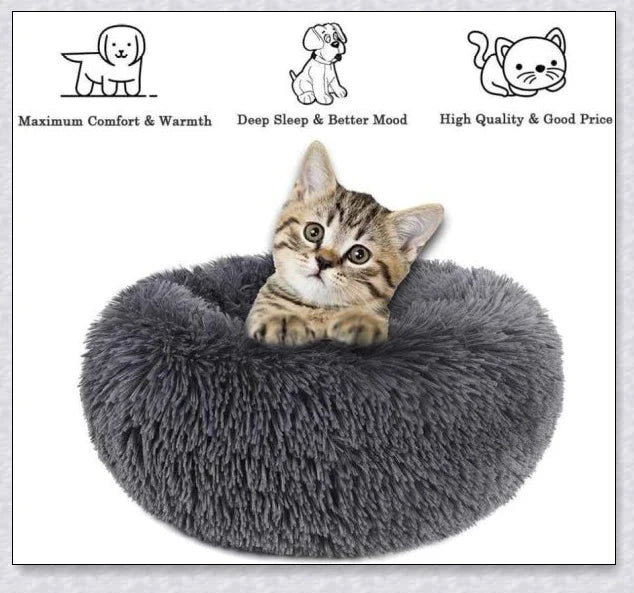 Round & Raised Cat Marshmallow Bed with Raised Rim Design for Relaxation and Comfort