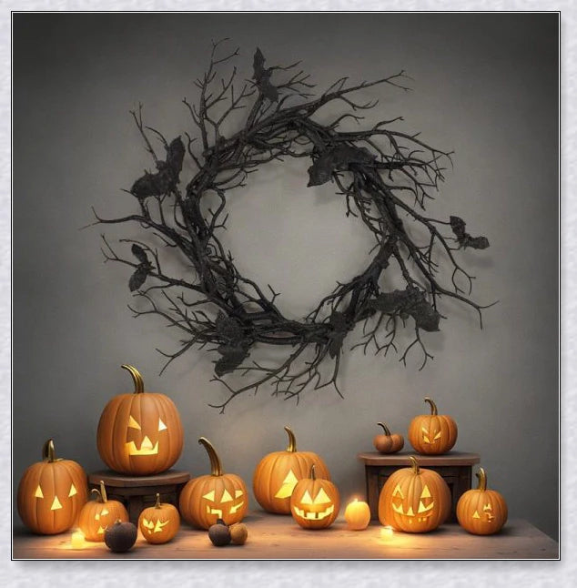 A Halloween wreath with red LED lights that creates a mesmerizing, bewitching display for your home during the spookiest season.