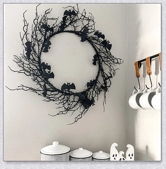 A Halloween wreath with red LED lights that creates a mesmerizing, bewitching display for your home during the spookiest season.