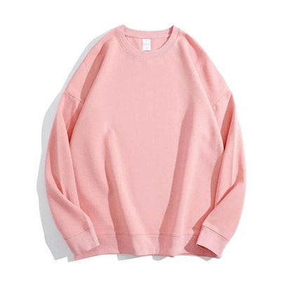 Casual O-Neck Cotton Sweatshirt for Women in Pink color