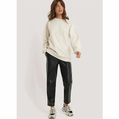 Casual O-Neck Cotton Sweatshirt for Women in Pink color
