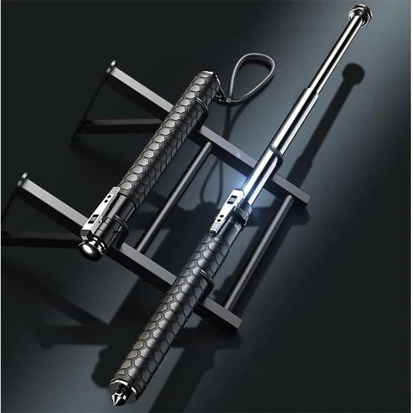 Enhanced Retractable Multi-Tool with automatic spring-loaded deployment, durable alloy steel construction, and ergonomic anti-slip handle for secure grip and personal protection.