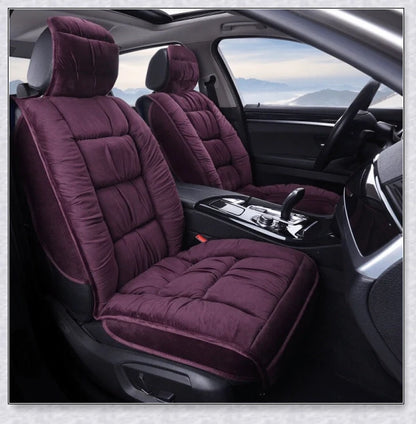 Heated car seat cover with cushioned design and plush fabric for comfortable driving experience