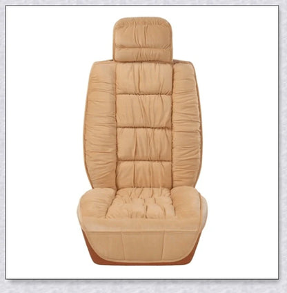 Heated car seat cover with cushioned design and plush fabric for comfortable driving experience