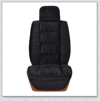 Heated car seat cover with cushioned design and plush fabric for comfortable driving experience