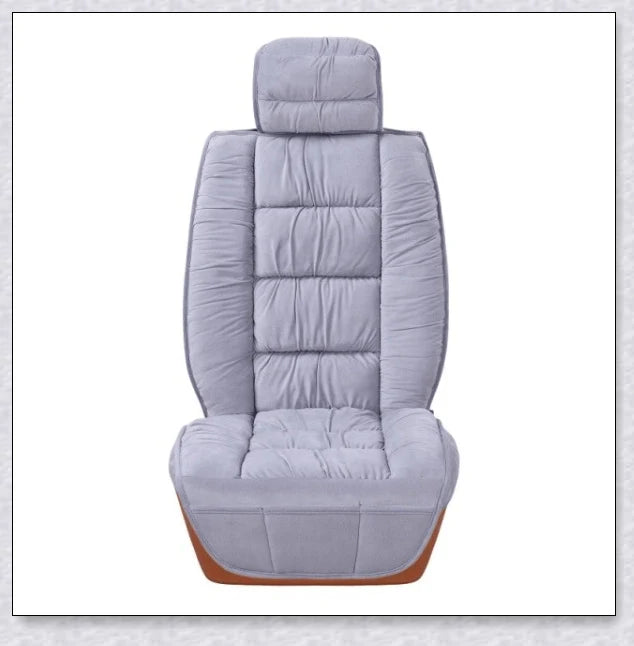 Heated car seat cover with cushioned design and plush fabric for comfortable driving experience