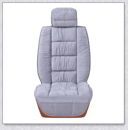 Heated car seat cover with cushioned design and plush fabric for comfortable driving experience