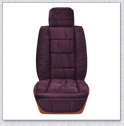 Heated car seat cover with cushioned design and plush fabric for comfortable driving experience