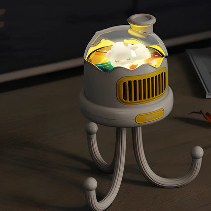 Baby carriage fan with head-shaking function in pink colour with USB cable