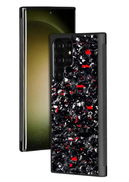 Samsung S25 phone case with forged carbon fibre design in multiple colour options