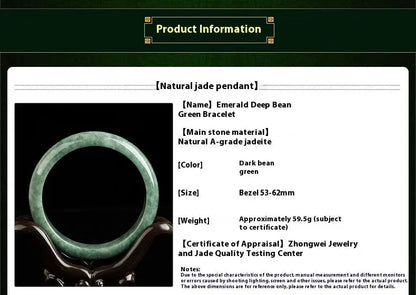 Natural emerald bean green simple ring bracelet for women on a gift box.