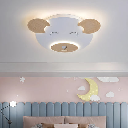 Cartoon bear shaped ceiling lamp with wrought iron frame for a princess themed room.