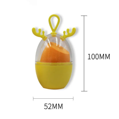 Non-latex dual-use makeup sponge in teardrop, beveled, and gourd shapes, available in ten colours