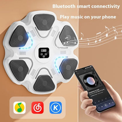 Smart music boxing machine wall target with 6 electronic reaction points and hanging design for home fitness training