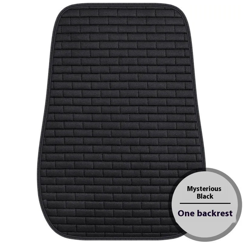 Linen car seat cushion three-piece protective pad with ventilation and sponge filler in black, black and red, grey, brown, or beige