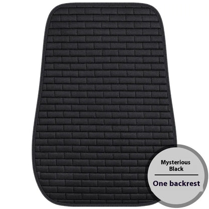 Linen car seat cushion three-piece protective pad with ventilation and sponge filler in black, black and red, grey, brown, or beige