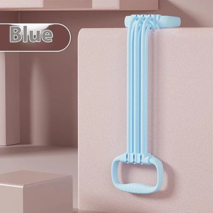 Women's adjustable chest expander with open shoulder design and TPE tensile rope in blue colour