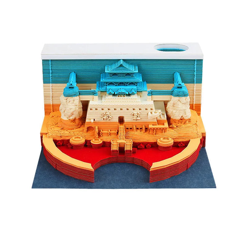 One Piece anime architecture modelling sticky notes notepad, 80mm by 45mm, on craft paper.