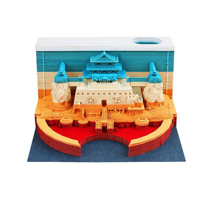 One Piece anime architecture modelling sticky notes notepad, 80mm by 45mm, on craft paper.