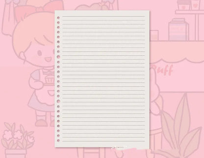 Refillable notebook with detachable decorative cover and replaceable paper core in B5 size
