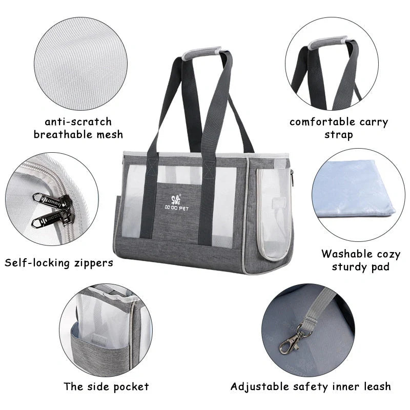 Portable pet carrier backpack for dogs and cats with breathable mesh and durable Oxford cloth