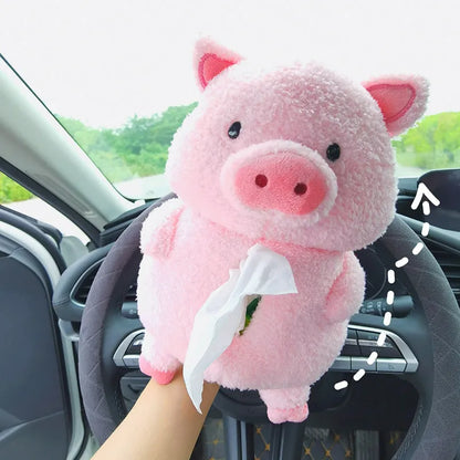 Plush cartoon lamb tissue box for car and home interior decoration