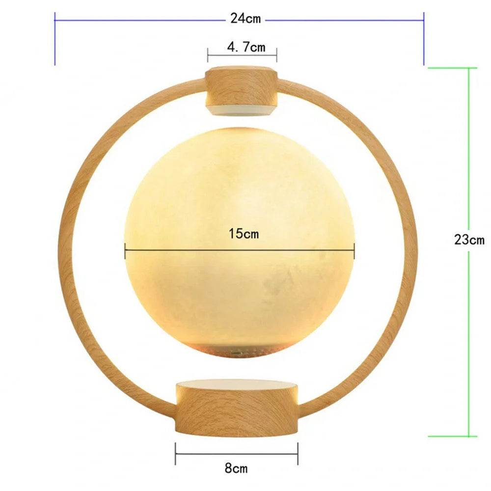 K1-Round Moon Bluetooth Speaker floating above wooden base with colorful lights