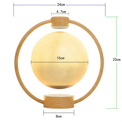 K1-Round Moon Bluetooth Speaker floating above wooden base with colorful lights