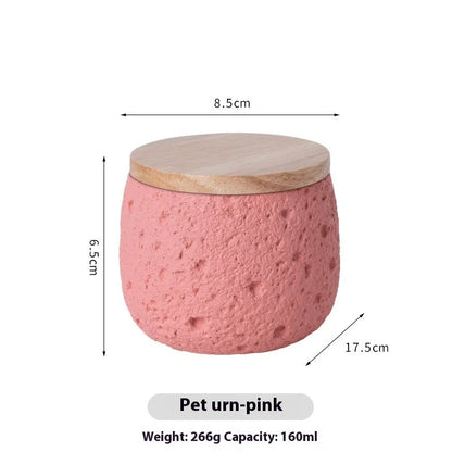 Handmade cement pet cinerary casket in rectangular shape with handcrafted texture, shown in one of six available colours